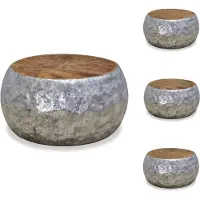 vidaXL Table d'appoint aluminium teck 60 x 60 x 30 cm - Tables basses