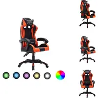 vidaXL Chaise de jeu avec lumières LED RGB Orange et noir Similicuir - Chaises de bureau