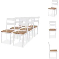 vidaXL Chaises de salle à manger 6 pièces Bois massif d'hévéa Blanc - Chaises de salle à manger