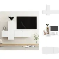 vidaXL Ensemble de meubles TV 3 pièces Blanc Matériau dérivé du bois - Meubles TV