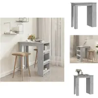 vidaXL Table de bar avec étagère gris béton 102x50x103,5 cm - Tables de salle à manger