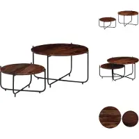 vidaXL Ensemble de tables basses 2 pièces bois massif 60 x 35 cm - Tables basses