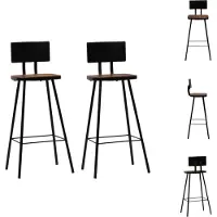 vidaXL Barhocker 2 Stk. Massives Altholz - Barhocker
