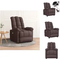vidaXL Fauteuil de massage électrique Tissu brun foncé - Fauteuil de massage