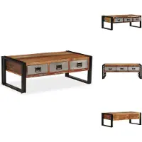 vidaXL Table basse avec 3 tiroirs Vieux bois massif 100x50x35 cm - Tables basses