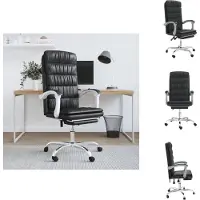 vidaXL Chaise de bureau avec fonction chaise longue noir similicuir - Chaises de bureau