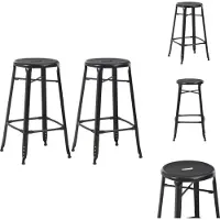 The Living Store Tabouret de bar 2 pcs. noir acier