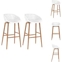 vidaXL Tabouret de bar 2 pcs. Blanc - Tabouret de bar