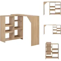 vidaXL Table de bar avec étagère mobile Chêne brun 138x39x110 cm - Tables de salle à manger