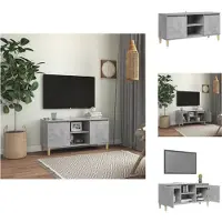 vidaXL Armoire TV avec pieds en bois massif gris béton 103,5x35x50 cm - Meuble TV