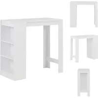 vidaXL Table de bar avec étagère Blanc 110x50x103 cm - Tables de salle à manger