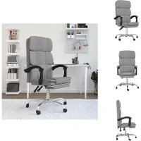 vidaXL Chaise de bureau avec fonction chaise longue Gris clair Tissu - Chaises de bureau