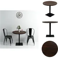 vidaXL Table de bistrot MDF et acier Rond 80×75 cm Frêne foncé - Tables de salle à manger