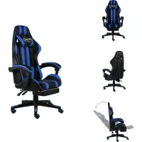 vidaXL Chaise de jeu avec repose-pieds Noir et bleu Similicuir - Chaises de bureau