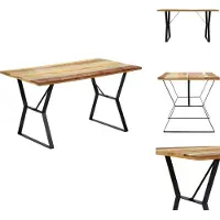 vidaXL Table de salle à manger 140x80x76 cm Vieux bois massif - Tables de salle à manger