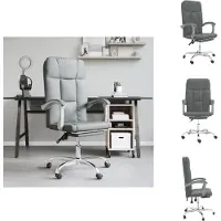 vidaXL Chaise de bureau avec fonction chaise longue Tissu gris foncé - Chaises de bureau