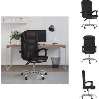vidaXL Chaise de bureau avec fonction chaise longue noir similicuir - Chaises de bureau