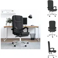 vidaXL Chaise de bureau avec fonction massage Noir similicuir - Chaises de bureau