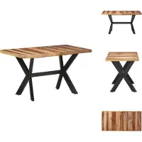 vidaXL Table de salle à manger 140x70x75 cm bois massif couleur miel - Tables de salle à manger