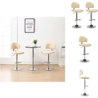 vidaXL Tabouret de bar 2 pcs. Crème Blanc Similicuir - Tabouret de bar
