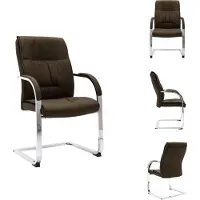 vidaXL Chaise de bureau à piétement luge Marron Tissu - Chaises de bureau