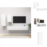 vidaXL Ensemble de meubles TV 4 pièces Blanc Matériau dérivé du bois - Meubles TV