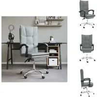 vidaXL Chaise de bureau avec fonction chaise longue Tissu gris foncé - Chaises de bureau