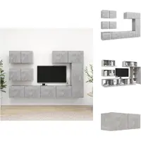 vidaXL Ensemble de 6 meubles TV gris béton Matériau dérivé du bois - Meubles TV