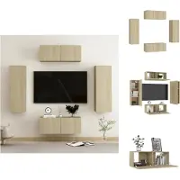 vidaXL Ensemble de 4 meubles TV Chêne Sonoma Matériau dérivé du bois - Meuble TV