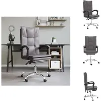vidaXL Chaise de bureau avec fonction chaise longue Gris similicuir - Chaises de bureau