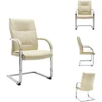 vidaXL Chaise de bureau à piétement luge Crème Similicuir - Chaises de bureau