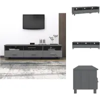 vidaXL Armoire TV HAMAR gris foncé 158x40x40 cm Pin massif - Meubles TV