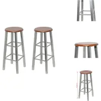 vidaXL Tabouret de bar 2 pcs. en métal avec siège en MDF - Tabouret de bar