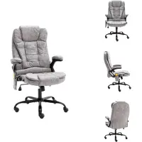 vidaXL Chaise de bureau avec fonction massage gris clair aspect daim - Chaises de bureau