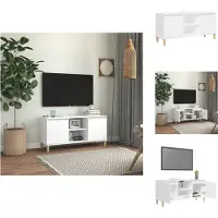 vidaXL Armoire TV avec pieds en bois massif blanc 103,5x30x50 cm - Meuble TV