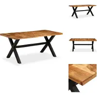 vidaXL Table de salle à manger en acacia et manguier massif 180 x 90 x 76 cm - Tables de salle à manger