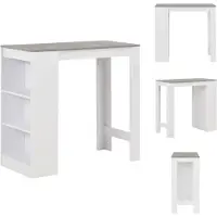 vidaXL Table de bar avec étagère Blanc 110x50x103 cm - Tables de salle à manger