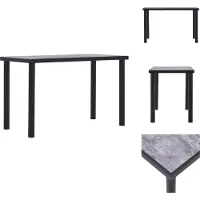 vidaXL Table de salle à manger noire et gris béton 120 x 60 x 75 cm MDF - Tables de salle à manger