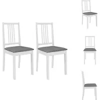 vidaXL Chaises de salle à manger avec coussins 2 pcs. Blanc Massif - Chaises de salle à manger