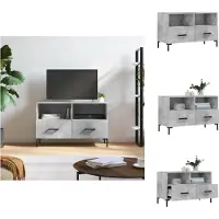 vidaXL Armoire TV gris béton 80x36x50 cm Bois composite - Meuble TV