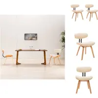 vidaXL Chaises de salle à manger 2 pcs. Crème Bois courbé et similicuir - Chaises de salle à manger