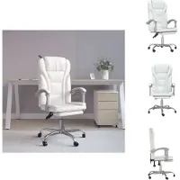 vidaXL Chaise de bureau avec fonction chaise longue Blanc similicuir - Chaises de bureau