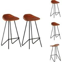 vidaXL Tabouret de bar 2 pièces en cuir véritable marron - Tabouret de bar