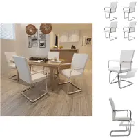vidaXL Chaise cantilever 4 pcs. Blanc Similicuir - Chaise de salle à manger