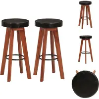 vidaXL Tabouret de bar 2 pcs. Cuir véritable et bois massif acacia - Tabouret de bar