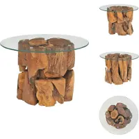 vidaXL Table basse en teck massif bois flotté 60 cm - Tables basses