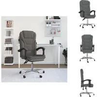 vidaXL Chaise de bureau avec fonction chaise longue Tissu gris foncé - Chaises de bureau