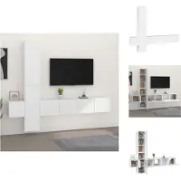 vidaXL Ensemble de 5 meubles TV Blanc Matériau dérivé du bois - Meubles TV