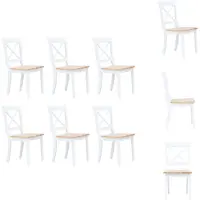vidaXL Chaises de salle à manger 6 pcs. Blanc Bois d'hévéa clair - Chaises de salle à manger