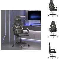 vidaXL Chaise de jeu pivotante noir et camouflage similicuir - Fauteuil de jeu